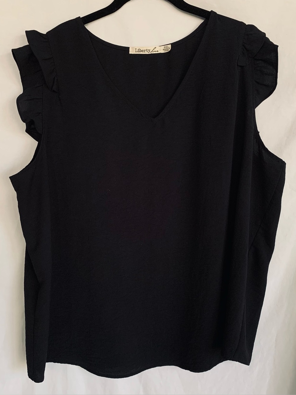 Liberty Love Black V-Neck Ruffle Sleeve Top
